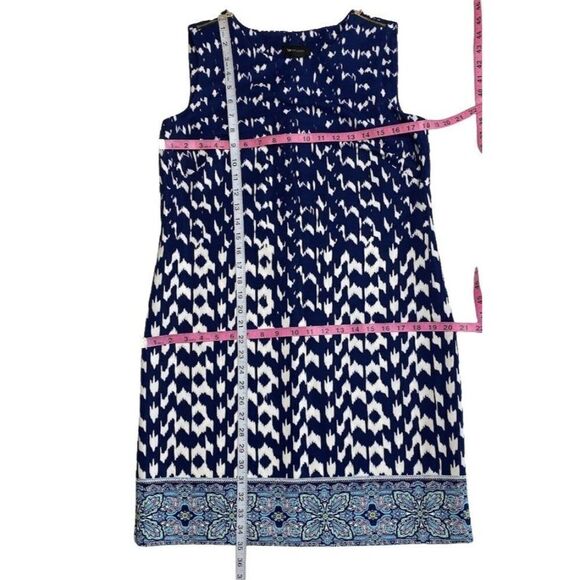 AB Studio Blue White Shift Zipper Shoulder‎ Sleeveless Dress Sz 6 - Picture 5 of 8